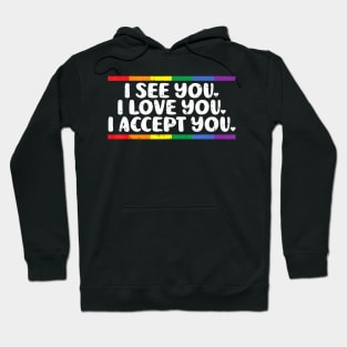 I See Love Accept You Gay Pride Flag LGBTQ Men Women Hoodie